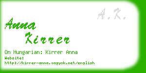 anna kirrer business card